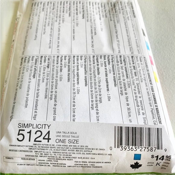 Simplicity Simply Teen & McCall’s Home Decorating Sewing Patterns, New - Picture 3 of 5